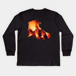 Fire In Hiking Boots Kids Long Sleeve T-Shirt